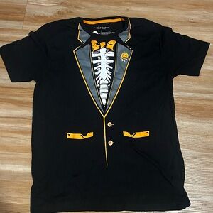 Halloween Tuxedo shirt - Denim & Flower Black Graphic Tee